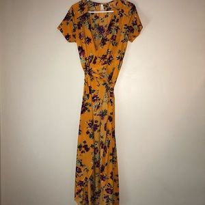 Wrap dress long in front and shorter in back